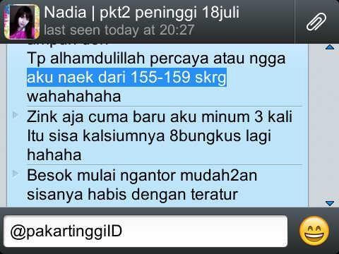 #Testimonial wihh kak nadia naik 4cm, mau tinggi juga? atau mau consultasi?  invite Pin: 28365762 | WA:085860670371