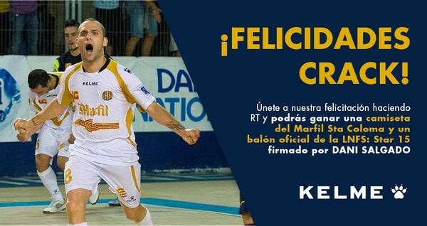 Kelmesports's tweet photo. La @LNFS89 premia a @nademe8 como mejor Pivot y Máximo Goleador. Celébralo con un RT ¡y consigue su mejor regalo! http://t.co/Jxk05Irtg3