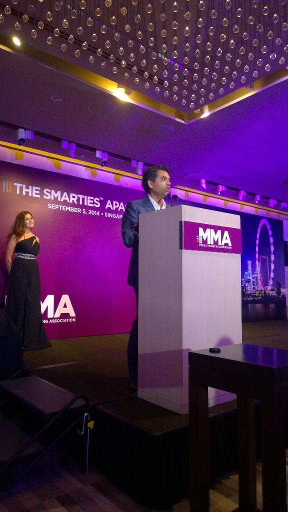 Our chairman & CEO @ dvmo2 kicking off the night with awards for the Brand Awareness category #smartiesAPAC