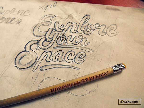iamlemonaut's tweet photo. EXPLORE YOUR SPACE - Sketching a new design with the help of our favorite #bydesign pencil. #lettering #wip http://t.co/TJUc1AsDkI