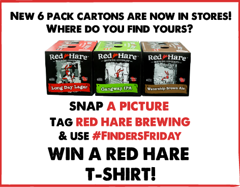 RedHareBrewing's tweet photo. New 6pack cartons are now in stores, where'd u find urs? Snap pic w/ #FindersFriday for chance to win a free shirt! http://t.co/i0AsVJsxGD