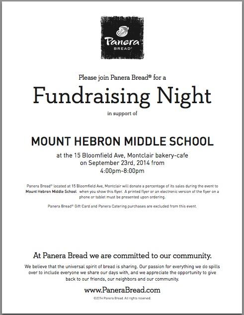 Sept 23. 4-8pm,6th Grd FndRser <a href="/panerabread/">Panera Bread</a> Montclair. Present printed out or digital flyer. All Welcomed