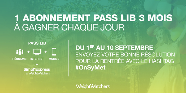 ww_france's tweet photo. Chaque jour, gagnez votre abonnement #PassLib #WW en nous donnant votre bonne résolution de la #rentree_2014 #OnSyMet http://t.co/utYmMMjOsy