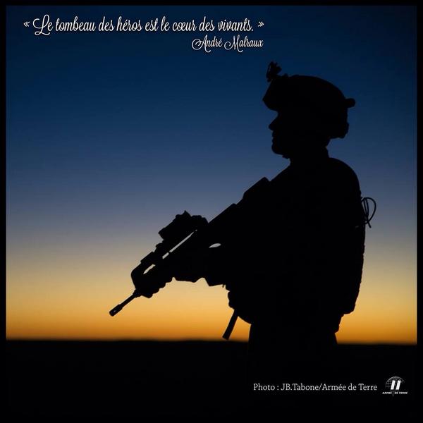 'Le tombeau des héros est le coeur des vivants' André Malraux 

Via @armeedeterrefr 

#HonneurEtFidelité #France