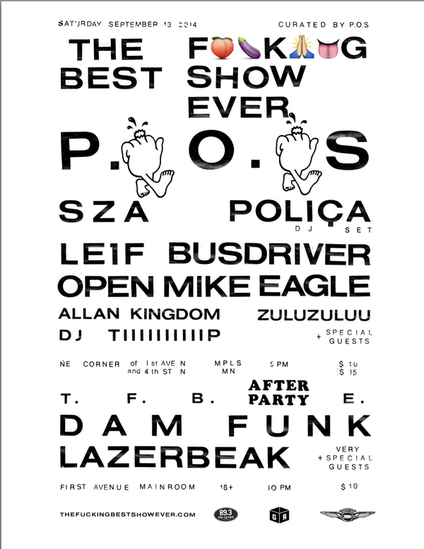 radiok's tweet photo. RT for your chance to win a pair of tickets to The Fucking Best Show Ever curated by @YEAHRIGHTPOS! http://t.co/jhwlckHUbb