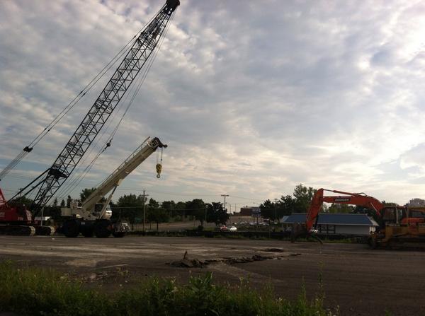 MVREDC's tweet photo. What's this?  A mother crane with her baby down at the watering hole.  So cute! http://t.co/37L61bdSPZ