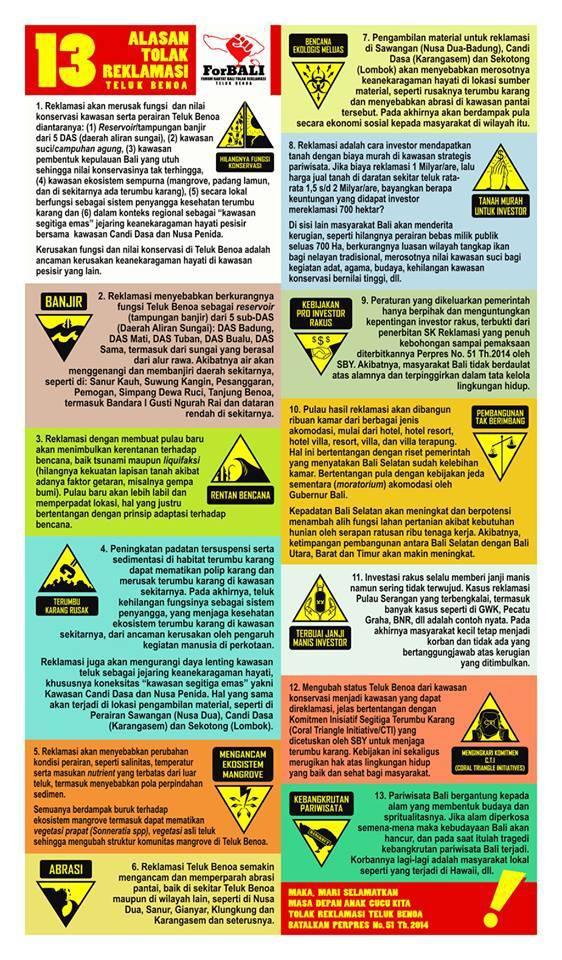 RahmasariLala's tweet photo. Cc: @madeandi RT @JRX_SID: Yuk luangkan 5 menit saja untuk baca 13 alasan menolak reklamasi Teluk Benoa http://t.co/sErh5UB1zl