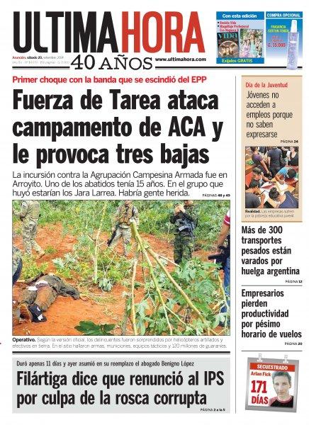 UltimaHoracom's tweet photo. ¡Buenos días! Compartimos la tapa de hoy: "Fuerza de Tarea Conjunta ataca campamento de ACA y le provoca tres bajas" http://t.co/YQpOxSxVc6