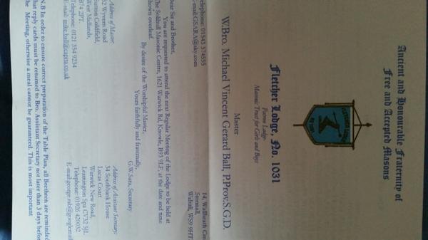 1st Summons for the new season!! Roll on Wednesday 8th October 2014☺