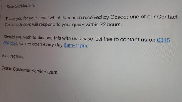 KeiichiFuruya's tweet image. @Ocado. So emailed to see if we can get some help, only another 72 hours then. Lol #OperationalIssues