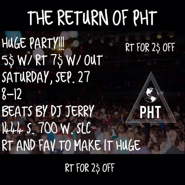 PHTParties's tweet image. ‼️HUGE PARTY‼️

🎉1000 + PEOPLE🎉

❗️SATURDAY, SEP. 27❗️

🎉BEATS BY DJ JERRY🎉

‼️🎉❗️RT FOR 2$ OFF❗️🎉‼️

#pht