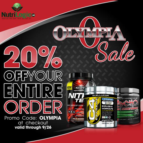 TeamNutriLogic's tweet photo. 20% OFF Your entire order at http://t.co/eGculdNOef while we celebrate the 50th Mr. Olympia!! Use code: OLYMPIA http://t.co/A0jDoTtWxn
