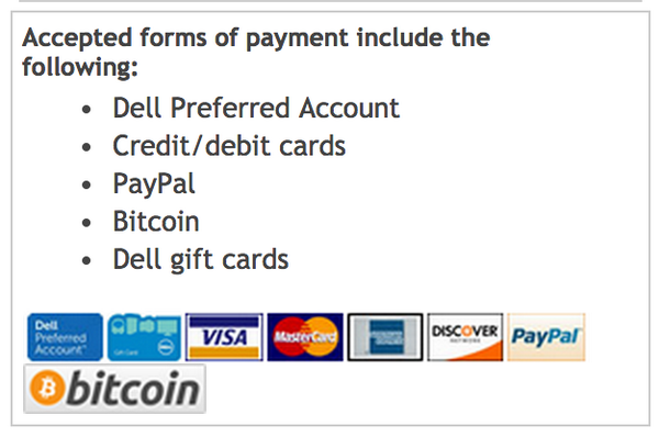 MLHacks's tweet photo. Did you know @dell accepts #bitcoin on their website? #HackerFriendly #Awesome http://t.co/qBkg6uhaxv