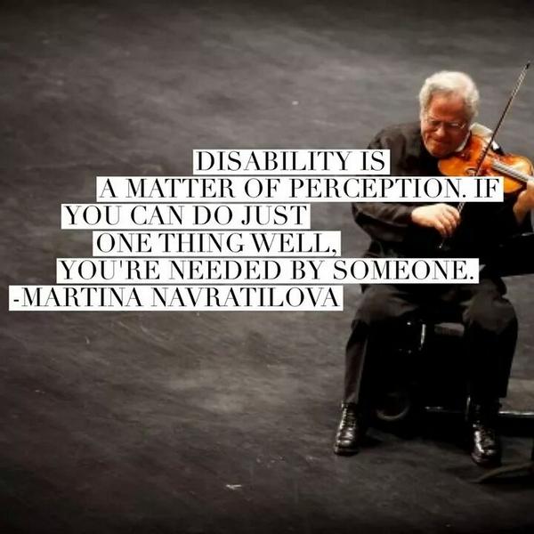 LadyGordiva_'s tweet image. "Disability" - Martina Navratilova by #ItzhakPerlman. Me saco el sombrero! Cc @arnaud_wiehe @7papageno @LauHolloway