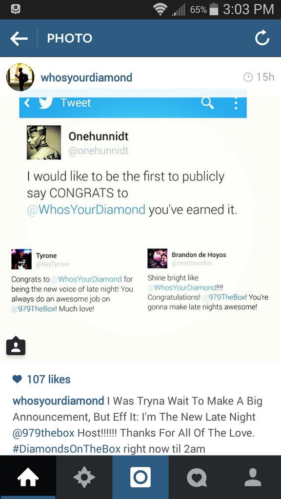 TheAmirDiamond's tweet photo. I always have good convos w/ this dude. Thanks 4everything bro "@LennyChaoS @WhosYourDiamond congrats #AuthenticMade http://t.co/9C2zJzYCCV"