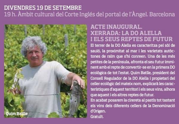 Dema 19 comença #SetmanaDelVi <a href="/DOAlella/">DO Alella</a> . 19h <a href="/elcorteingles/">El Corte Inglés</a> portal àngel. Xerrada de <a href="/cellerQuim13/">Celler Quim Batlle</a> @ConsorciDOA  #fb