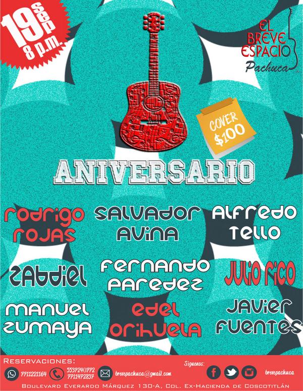 BrevePachuca's tweet photo. Este viernes en @BrevePachuca el festejo de nuestro #PrimerAniversario con @Edel_Orihuela #Cover $100 http://t.co/P2hAKaSiOo