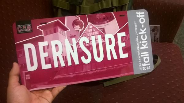 CrimsonCaleb's tweet image. @kootra Got my Campus Licence Plate! DERN SURE!