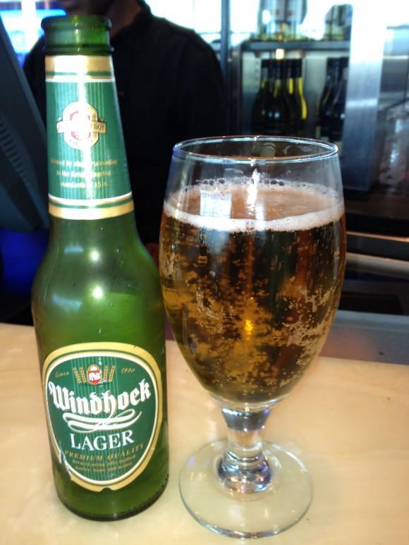 Windhoek Lager, brewed in Windhoek, Namibia, is sold in 28 nations worldwide , including South Africa, Tanzania, etc