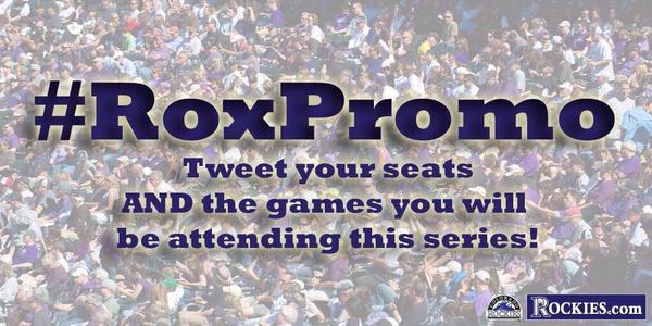 Rockies's tweet photo. It's the last #RoxPromo of the year! 

Tweet the games you're attending &amp; seat for chance to be in an in-game promo. http://t.co/yjoJhtZpTu