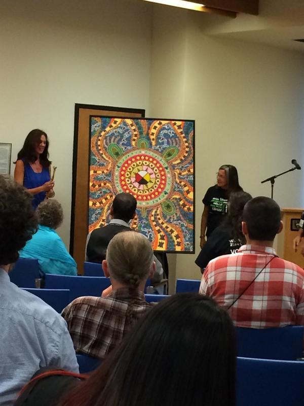 Leah Dorian, Metis artist gifting the College of Education her painting for the conference.
#wahconf14 #wahkohtowin