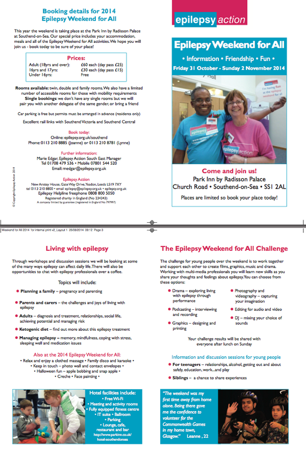 LondonAction's tweet photo. Are you attending Epilepsy Weekend for All 2014 in Southend-on-Sea?
Event not to be missed!
#Epilepsy http://t.co/8XhXJgy2tS