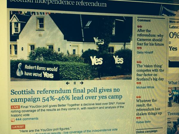 UnoZeroFCLC's tweet photo. Ahh there you go. You had one job @guardian #indyref http://t.co/mQjNE645Xe
