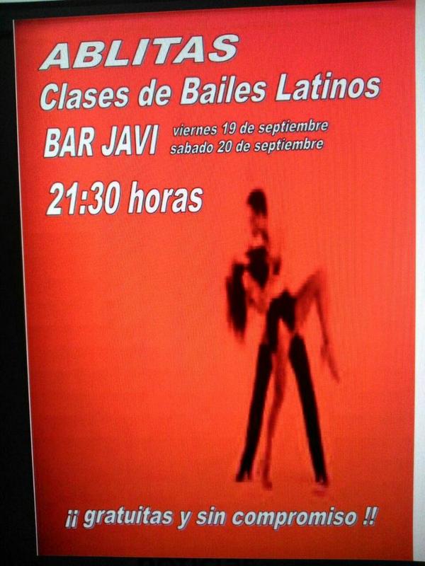Juventudablitas's tweet photo. Aprende bailes latinos 2 masterclass gratuitas sin compromiso en bar javi ablitas a las 21:30 viernes 19 y sabado 20 http://t.co/GANPVoUlpx