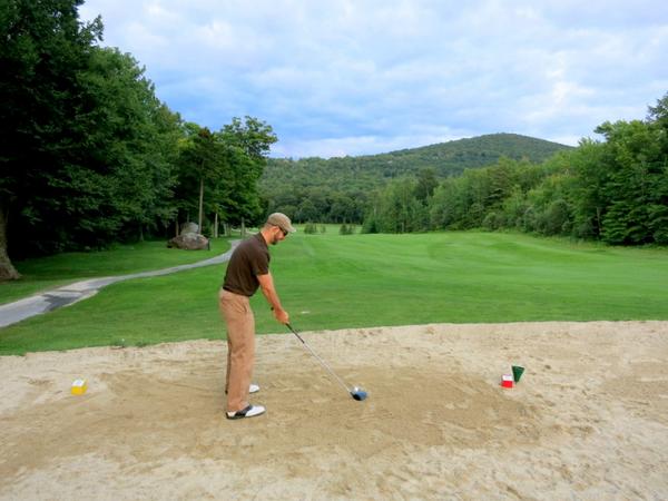 HoneyTrek's tweet photo. Craziest #golf tournament ever. Hitting drives from a sand trap!!! Rocking my fav @guidelinesun shades! http://t.co/6Y8gWAseJY