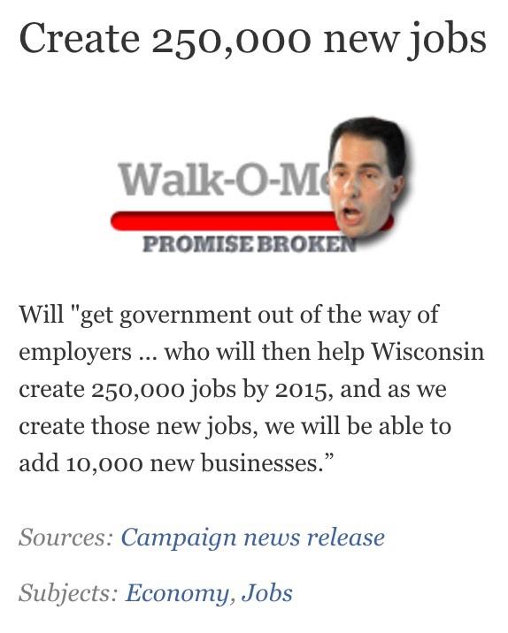 UniteBlueWI's tweet photo. Economists say time has run out on Scott #OneTermWalker's top campaign promise http://t.co/iSsaWXGXn0 #UniteBlue http://t.co/LEumFRNnXi