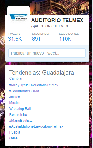 AuditorioTelmex's tweet photo. #Smilers sólo ustedes lo pueden logar Trending Topic #MileyCyrusEnAuditorioTelmex y #WreackingBall ¡MUY BIEN! http://t.co/qmAgUToK4D