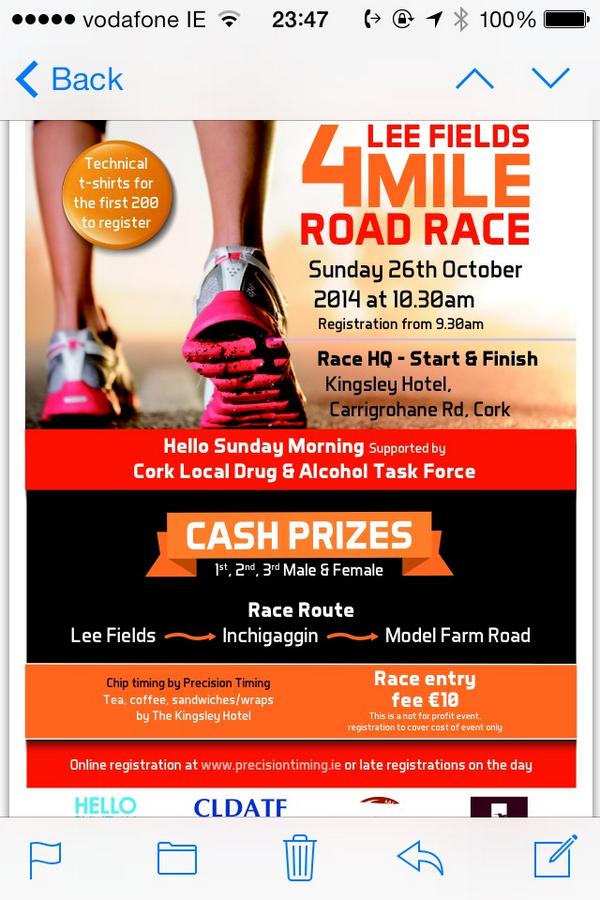 joekirby26's tweet photo. I'm organising a road race to support the addition of alcohol to the cork drug & alcohol task force brief #supportHSM http://t.co/TlYV6ChZOX