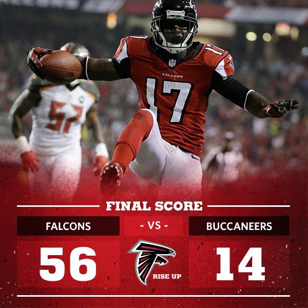 Atlanta Falcons on X: 'That's the end of the game. Final: Falcons 56, Bucs  14 #TBvsATL #TNF  / X
