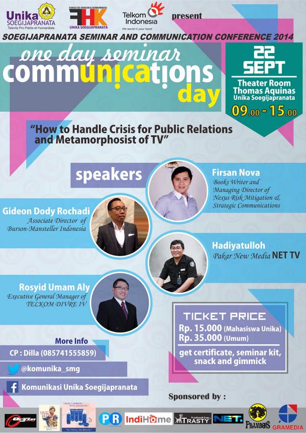 come and join with us! One Day Seminar "Communication Day" <a href="/bem_unika/">BEM UNIKA SOEGIJAPRANATA</a> <a href="/Unika_Semarang/">Unika Soegijapranata</a> <a href="/senatfh_unika/">SMFHK UNIKA</a> <a href="/smu_unika/">SMU UNIKA</a>