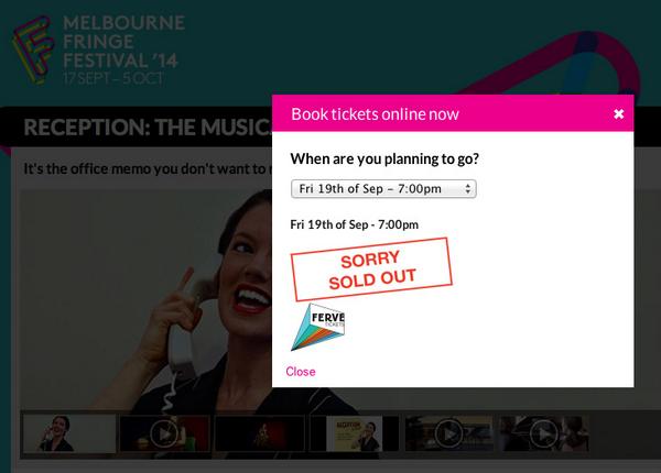 BethanySimons's tweet photo. Opening night was sold out. Tonight is sold out. #ReceptionTheMusical - you are a Fringe miracle!! @melbournefringe http://t.co/dJwXEytop2