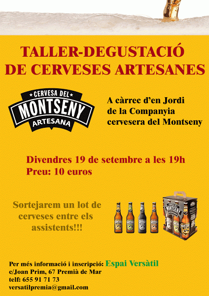 el_versatil's tweet photo. Recordeu que encara hi ha places per assistir al #tastdecervesesartesanes del Montseny a l'@el_versatil de Premià. http://t.co/h5WWqFRAXz