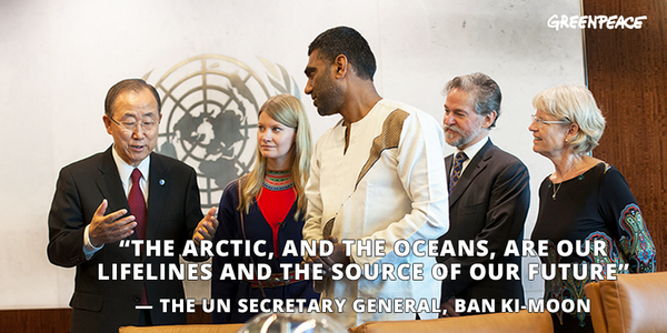 Greenpeace's tweet photo. “The Arctic, and the oceans, are our lifelines and the source of our future” - Ban Ki Moon http://t.co/DBSwPAzQFH http://t.co/rApNEKRAnM