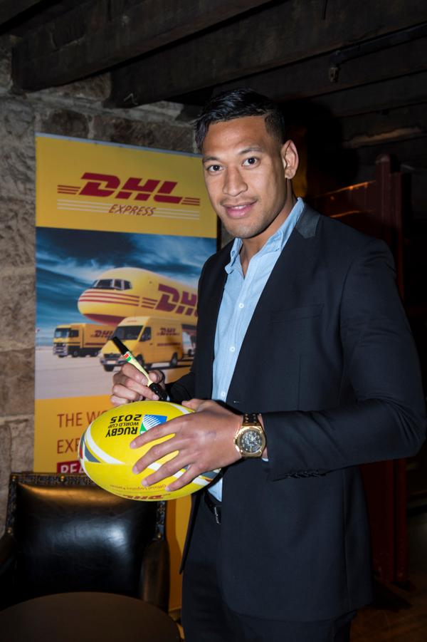 DHLRugby's tweet photo. DHL wishes @IzzyFolau a very warm welcome as he joins the DHL Team as an Ambassador for @rugbyworldcup 2015 #DHL http://t.co/5WpEZNNXDI