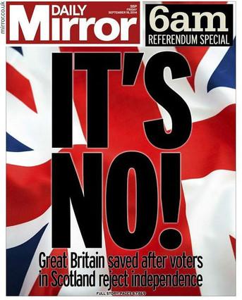 MediterraneoDGT's tweet photo. Escocia vota NO a la independencia: Sí 44,7% (1.617.989) NO 55,3% (2.001.926) http://t.co/SMYPUJnTxx