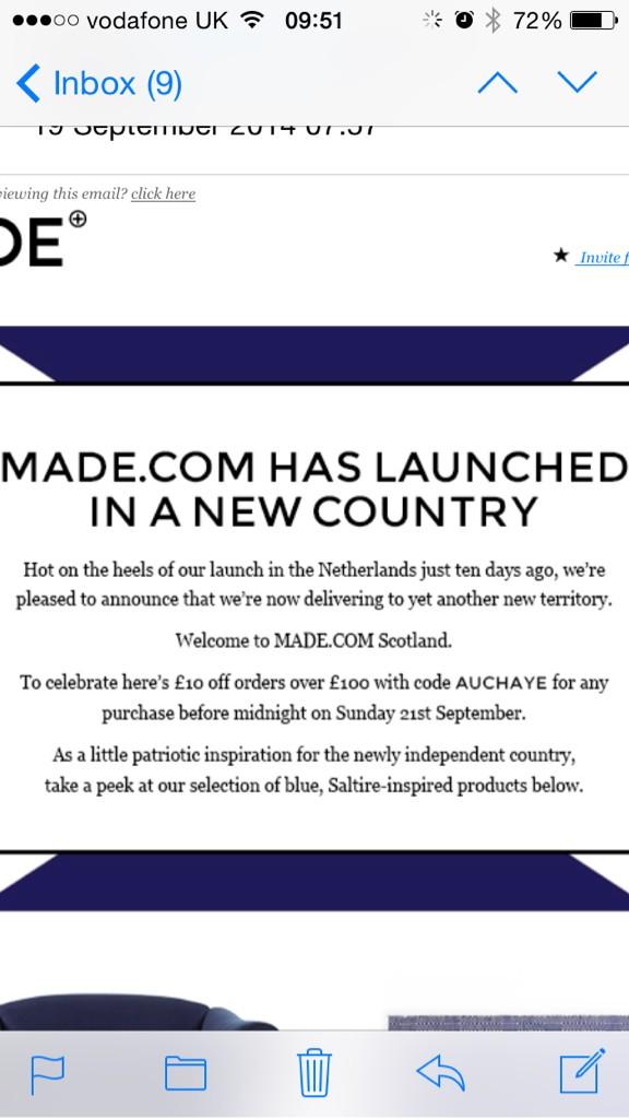 FlyingSorchar's tweet photo. Oops. @madedotcom didn't get the memo this morning ....... http://t.co/cRhlCy0H3l