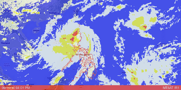 Weather satellite feed as of Sep 19, 2014 05:00 PM.