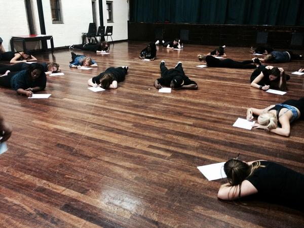 how_it_ended's tweet photo. Here's a little shot of the @ngyt_uk company scribbling away during last Wednesday's session. #THREADSplay #brave http://t.co/M2BLa8KJXG