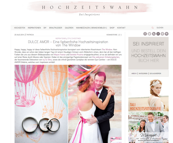DanielaPrusina's tweet photo. DULCE AMOR featured @Hochzeitswahn Check out the images created by our @thewindowteam http://t.co/2yTmcURCfn #wedding http://t.co/Z0R8JgdPiz