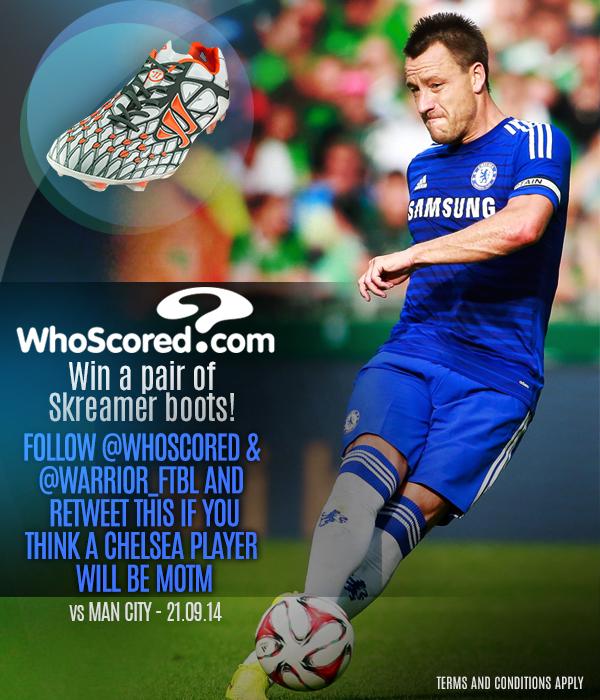 WhoScored's tweet photo. COMPETITION: For a chance to win, RT if you think Chelsea will have the highest rated player vs City! #WSComp http://t.co/TXJel4rBU5
