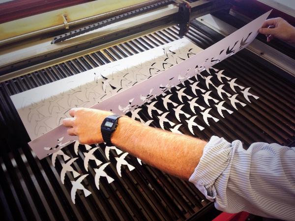 NickSayers's tweet image. Cutting out birds to make a Nightingale lamp shade at @LonghillSchool with Giuseppe @Iozzi. Pretty little tweeters!