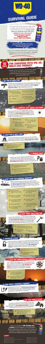 WD40 is magic in a can. Here is a cool WD40 Survival Guide that you should take a look at!