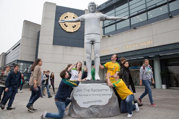 paddypower's tweet photo. In case you missed it, we unveiled a Jim The Redeemer statue outside Croke Park to celebrate the All Ireland Final! http://t.co/KqHxaSU5CI