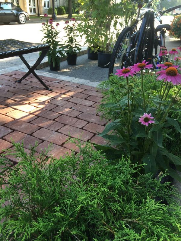 Romanstone permeable pavers on display today in the SWT Design #PARKingday project at Lockwood &amp; Gore in Old Webster