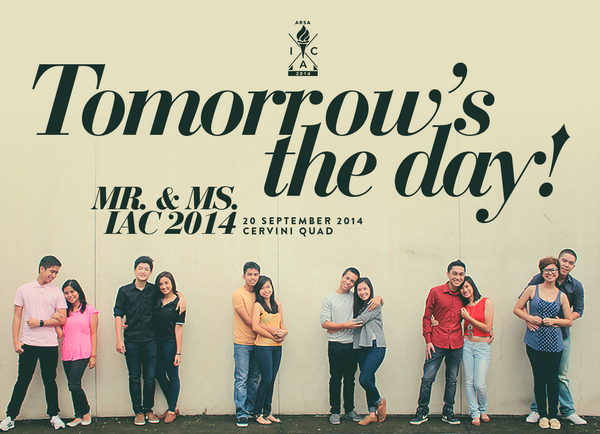 ARSAIAC's tweet photo. Mr. &amp; Ms. IAC will be tomorrow, 6 o'clock in the evening at the Cervini Quad. STRICTLY NO PAMBAHAY. http://t.co/mNTYdTKpiM