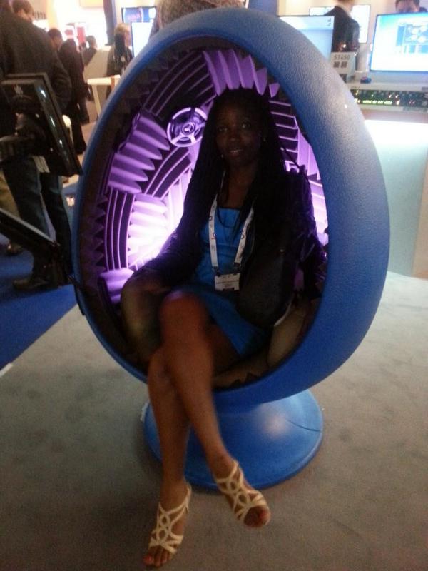 Sound egg chair with a screen attached is the best I had #IBC2014  #homecinema #bestspeakers